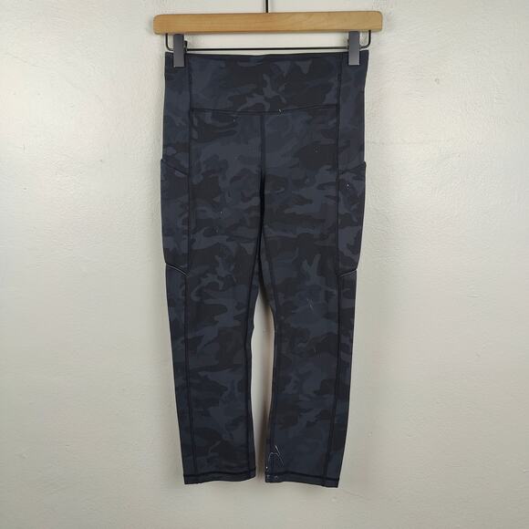 Lululemon Speed Up Crop Leggings Womens‎ 4 21" Incognito Camo Multi Grey FLAWED - Picture 1 of 9